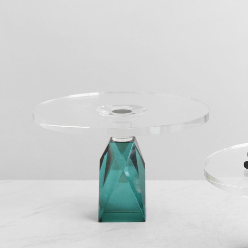 Crystal Glass Tall Decorative Display Plate