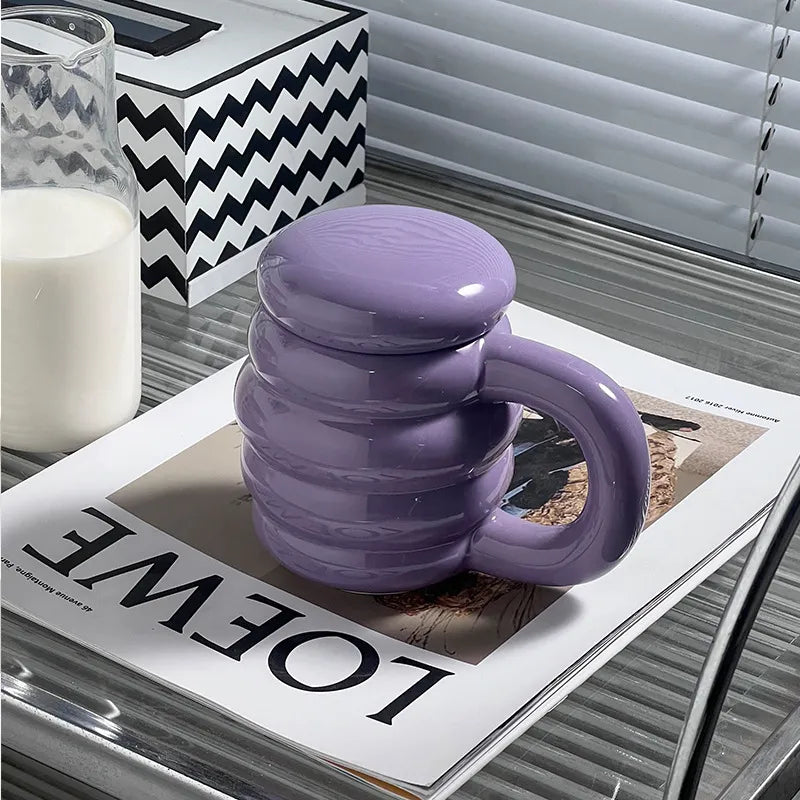 Bubble Colored Ceramic Mug with Lid