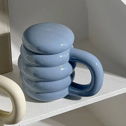 Bubble Colored Ceramic Mug with Lid