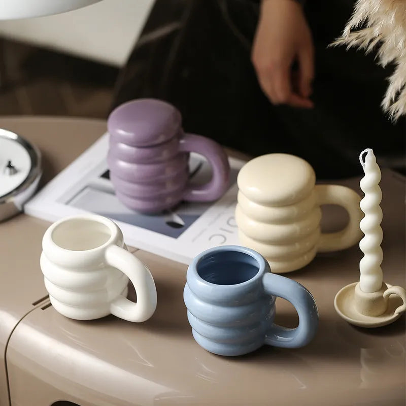 Bubble Colored Ceramic Mug with Lid