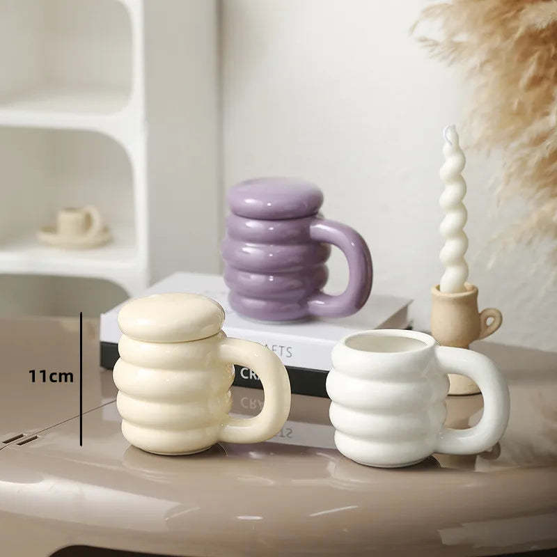 Bubble Colored Ceramic Mug with Lid