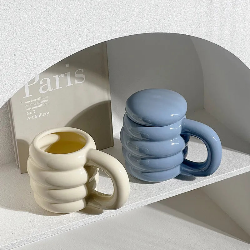 Bubble Colored Ceramic Mug with Lid