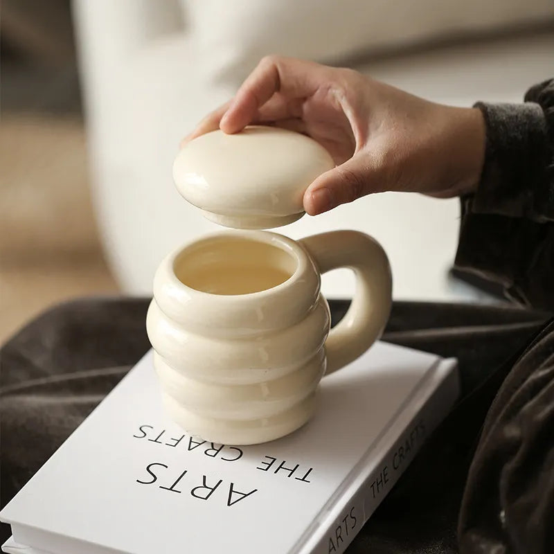 Bubble Colored Ceramic Mug with Lid