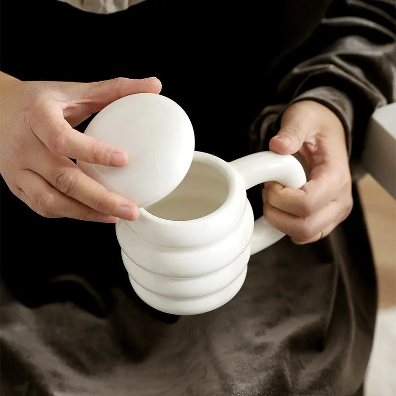 Bubble Colored Ceramic Mug with Lid