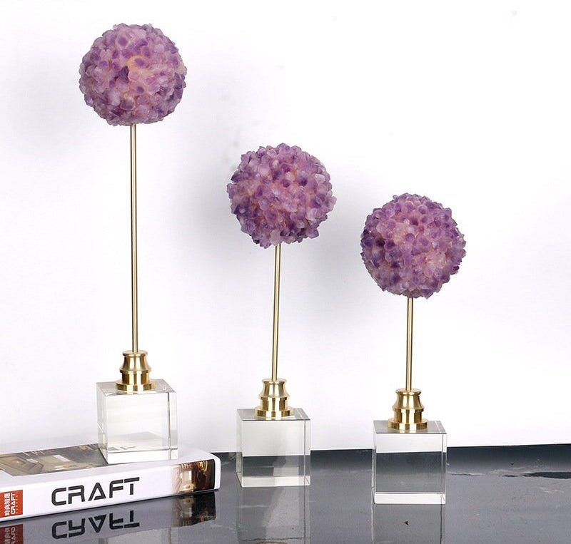 Amethyst Flower Ball Sculpture - DIVINE DESIGN