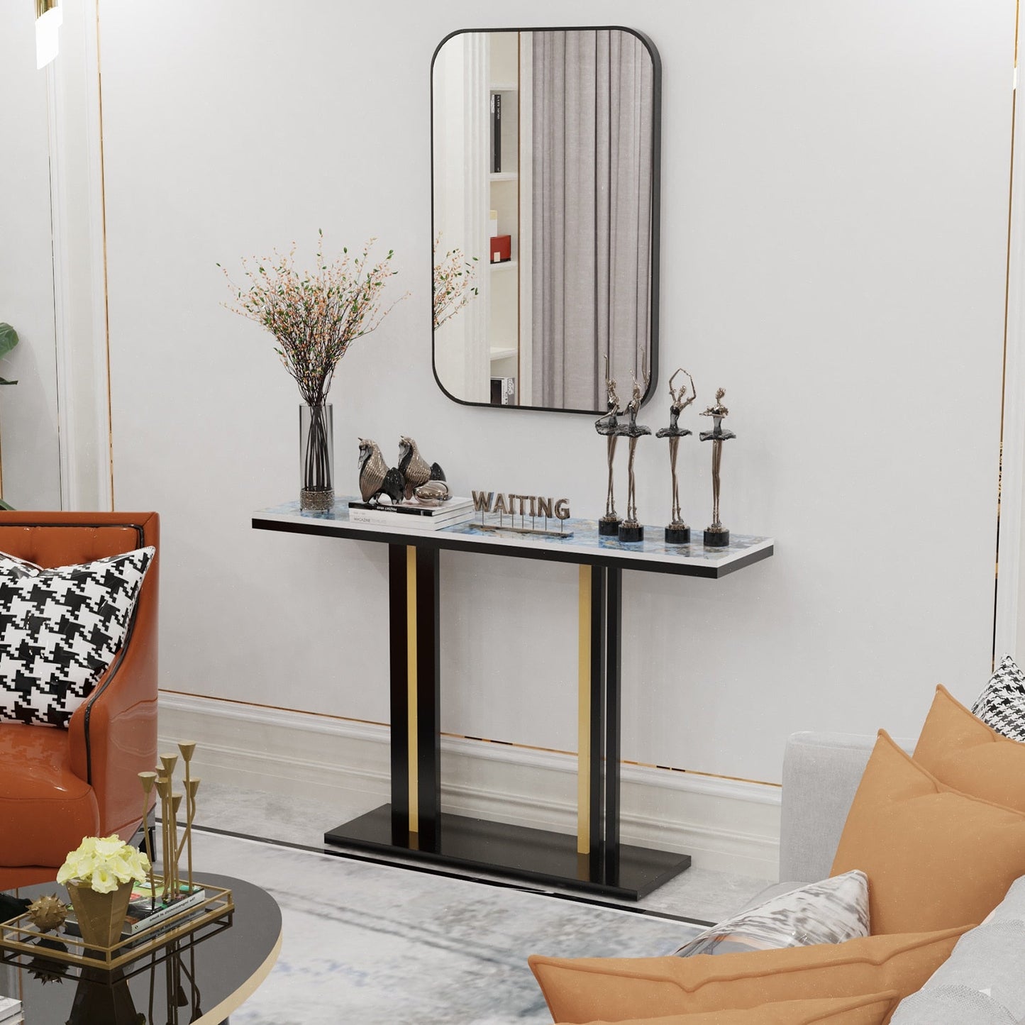 Billet Black Rounded Rectangle Mirror - DIVINE DESIGN