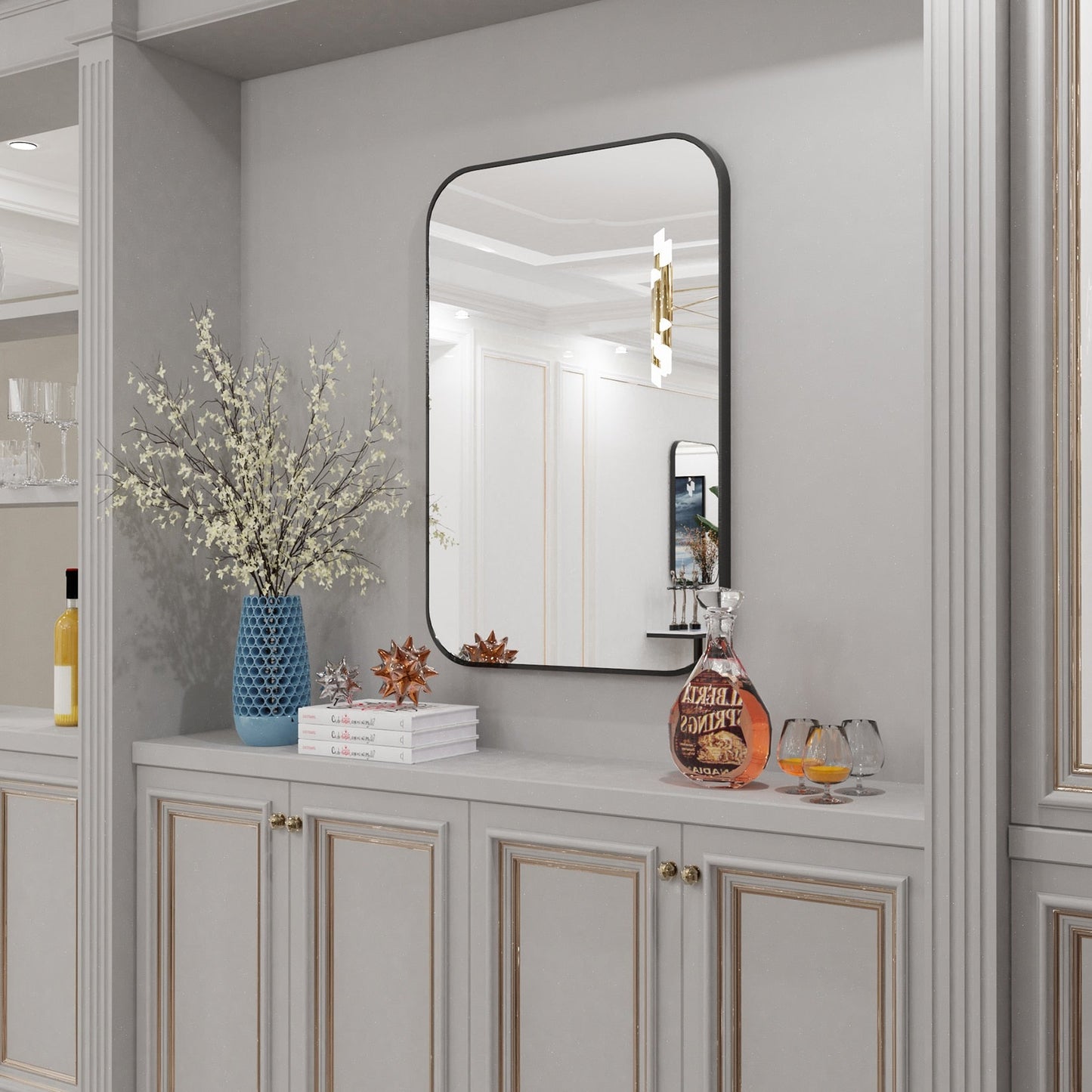 Billet Black Rounded Rectangle Mirror - DIVINE DESIGN