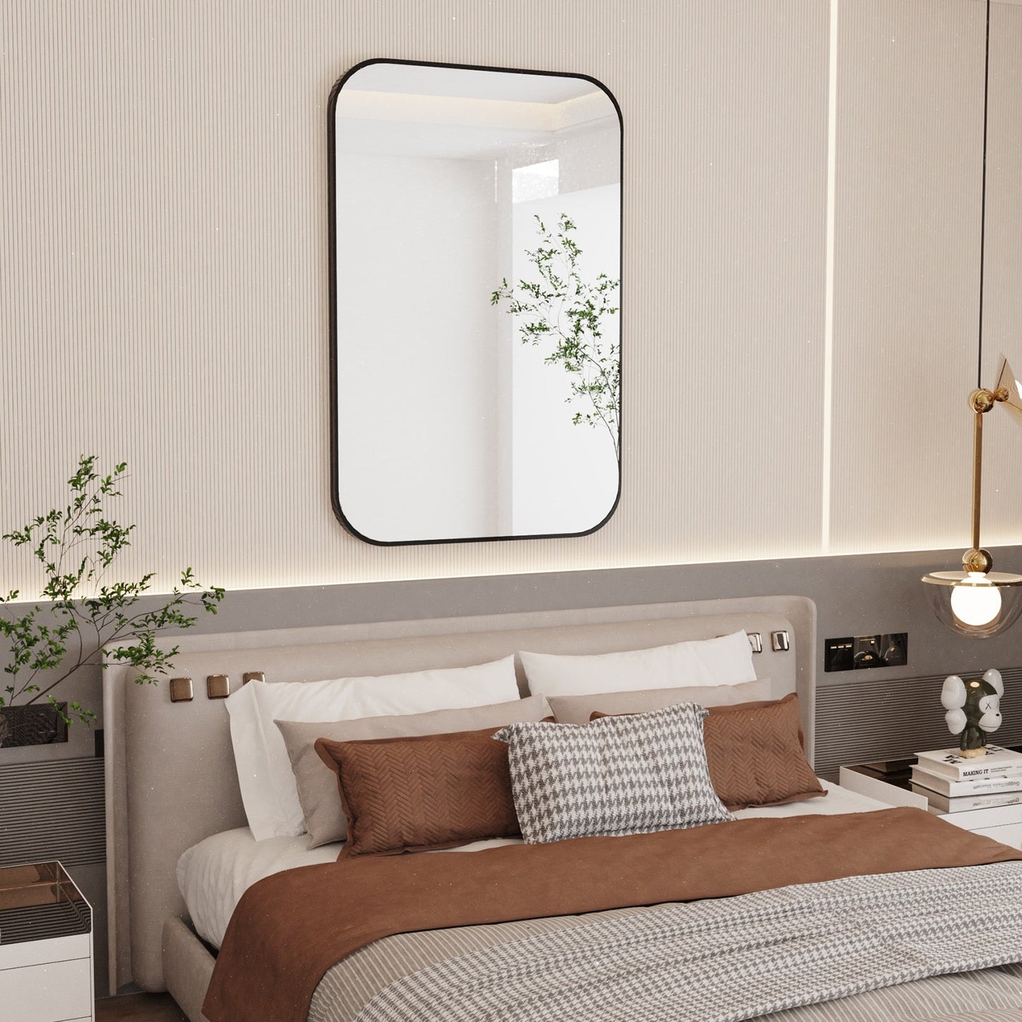 Billet Black Rounded Rectangle Mirror - DIVINE DESIGN