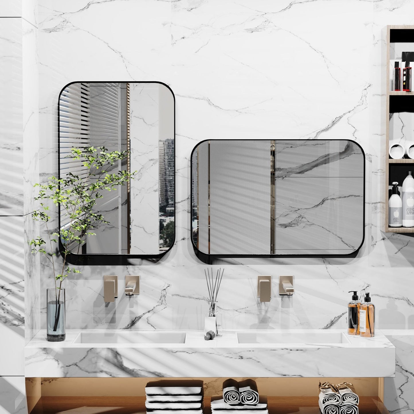 Billet Black Rounded Rectangle Mirror - DIVINE DESIGN