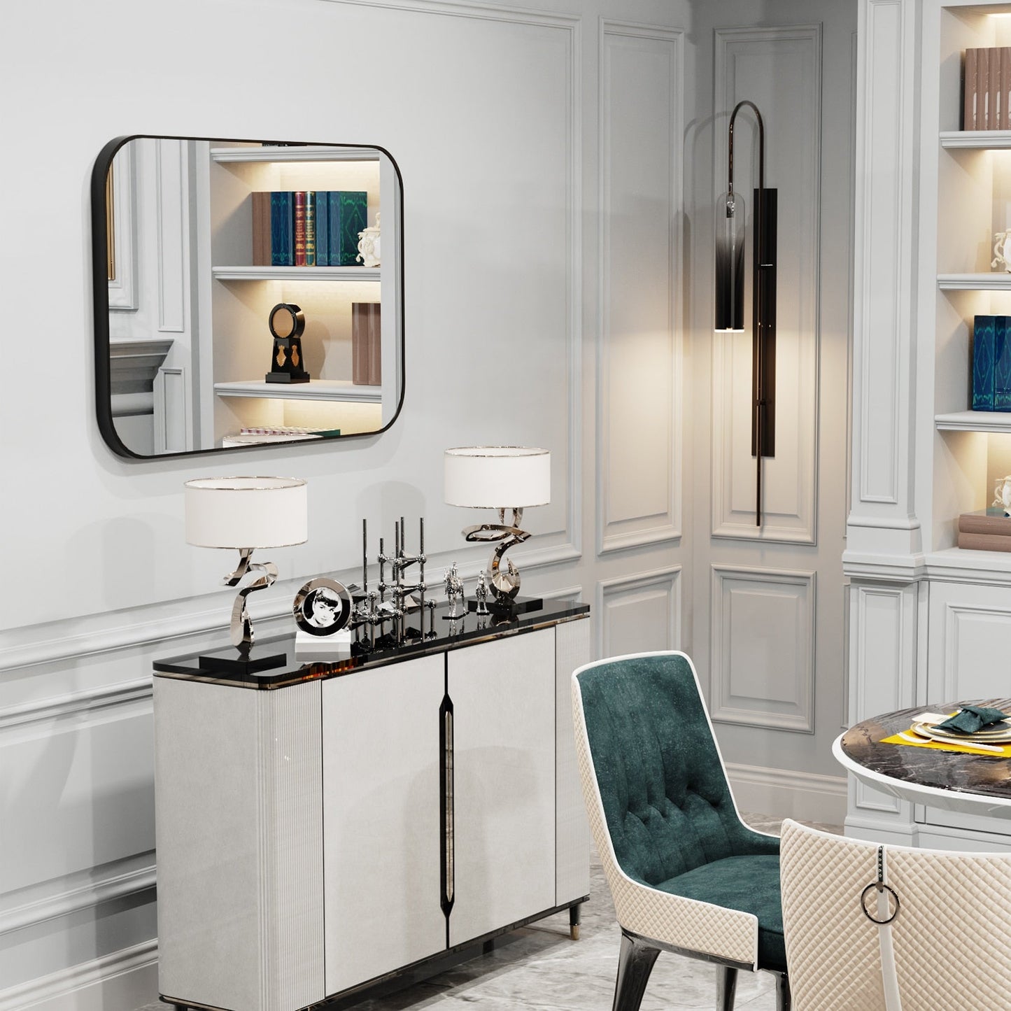 Billet Black Rounded Rectangle Mirror - DIVINE DESIGN