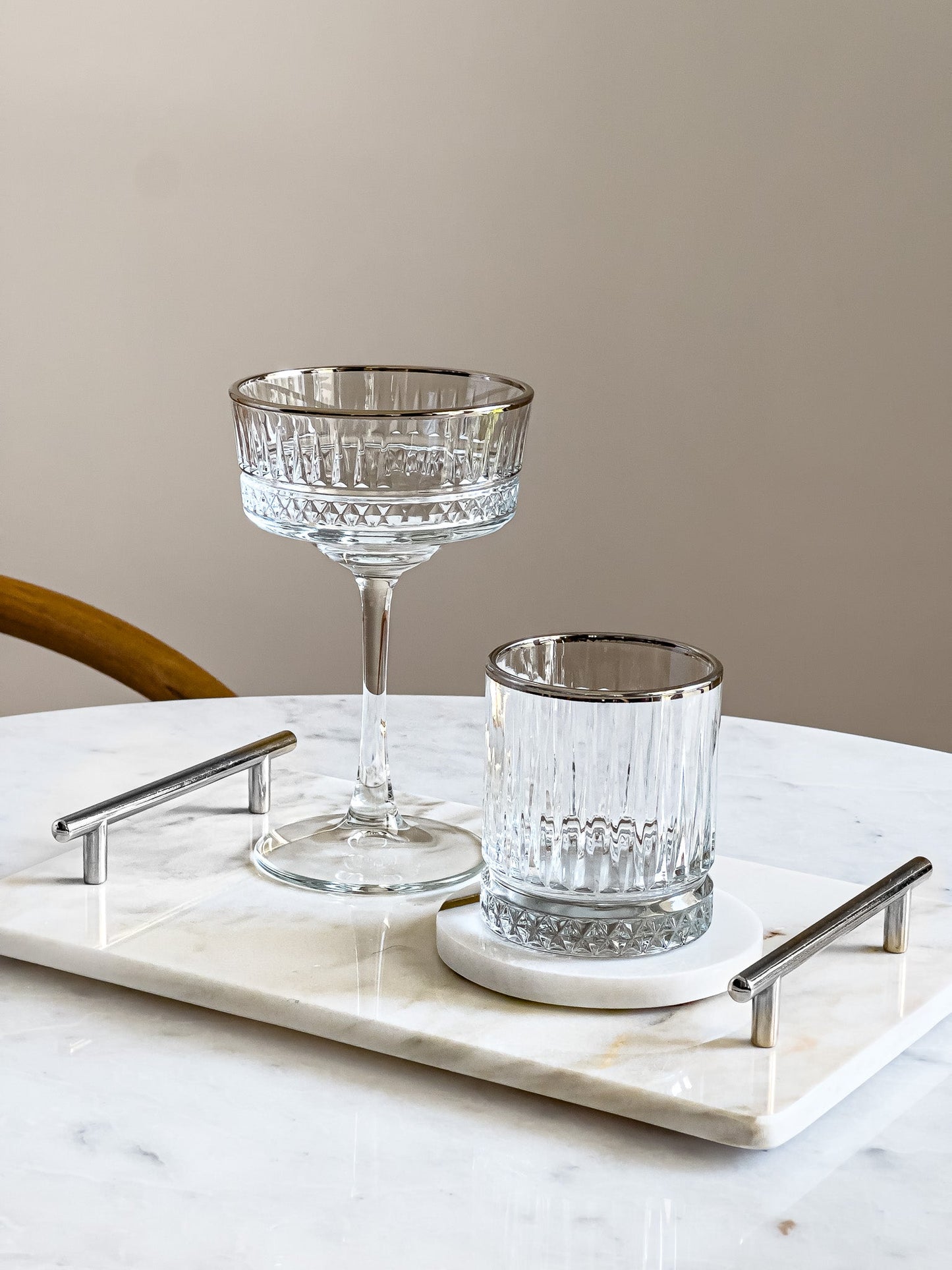 Bull Silver Rim Vintage Crystal Whiskey Glass - DIVINE DESIGN