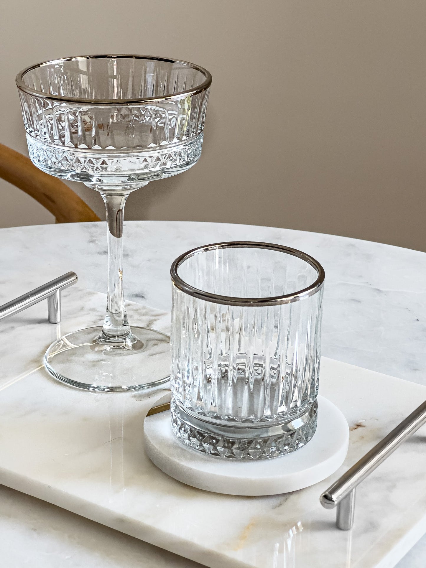Bull Silver Rim Vintage Crystal Whiskey Glass - DIVINE DESIGN