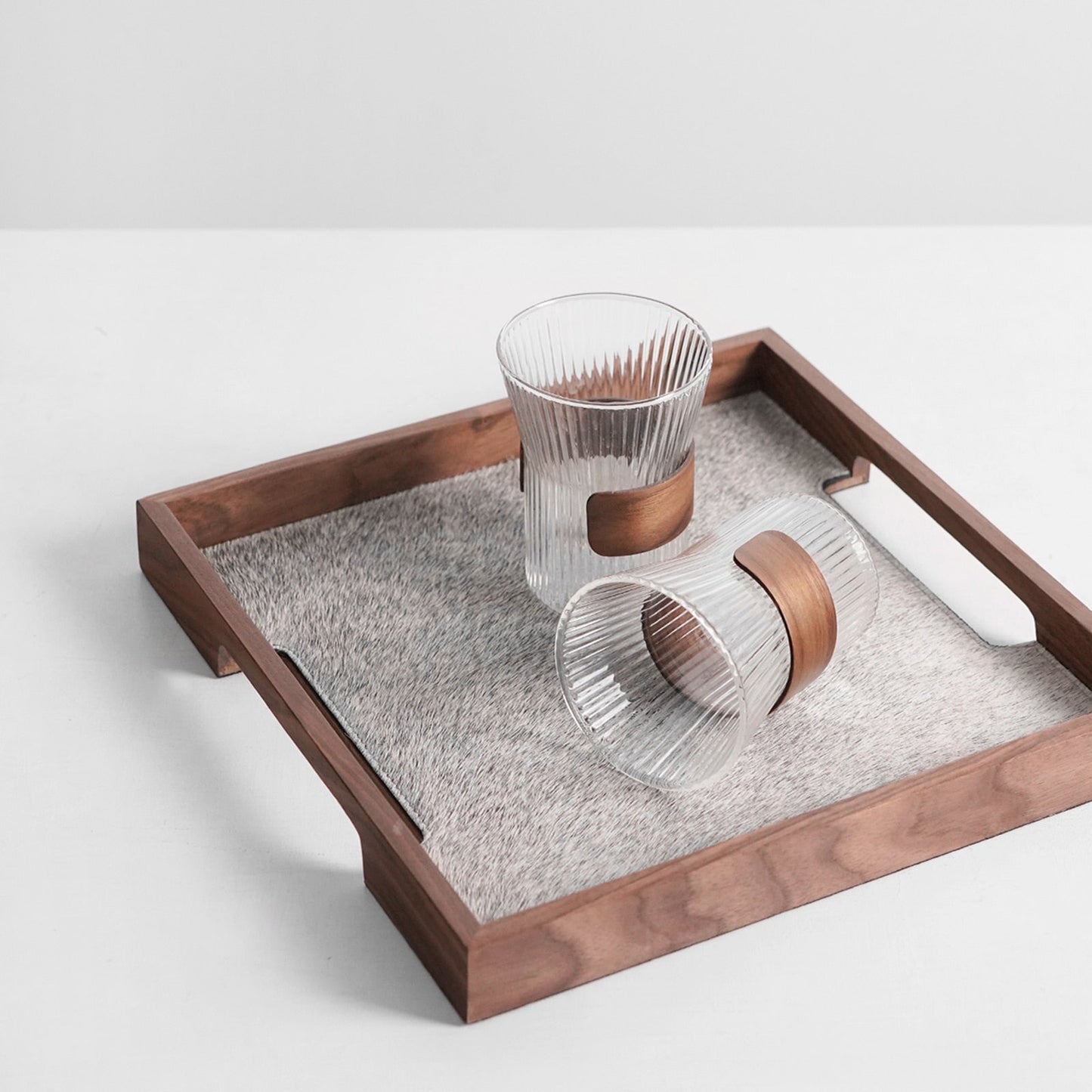 Cow Hair Walnut Decorative Tray - DIVINE DESIGN
