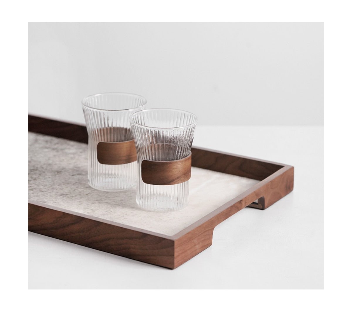 Cow Hair Walnut Decorative Tray - DIVINE DESIGN