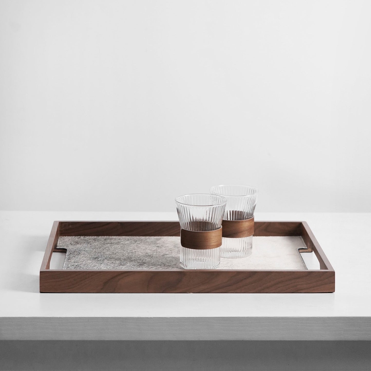 Cow Hair Walnut Decorative Tray - DIVINE DESIGN