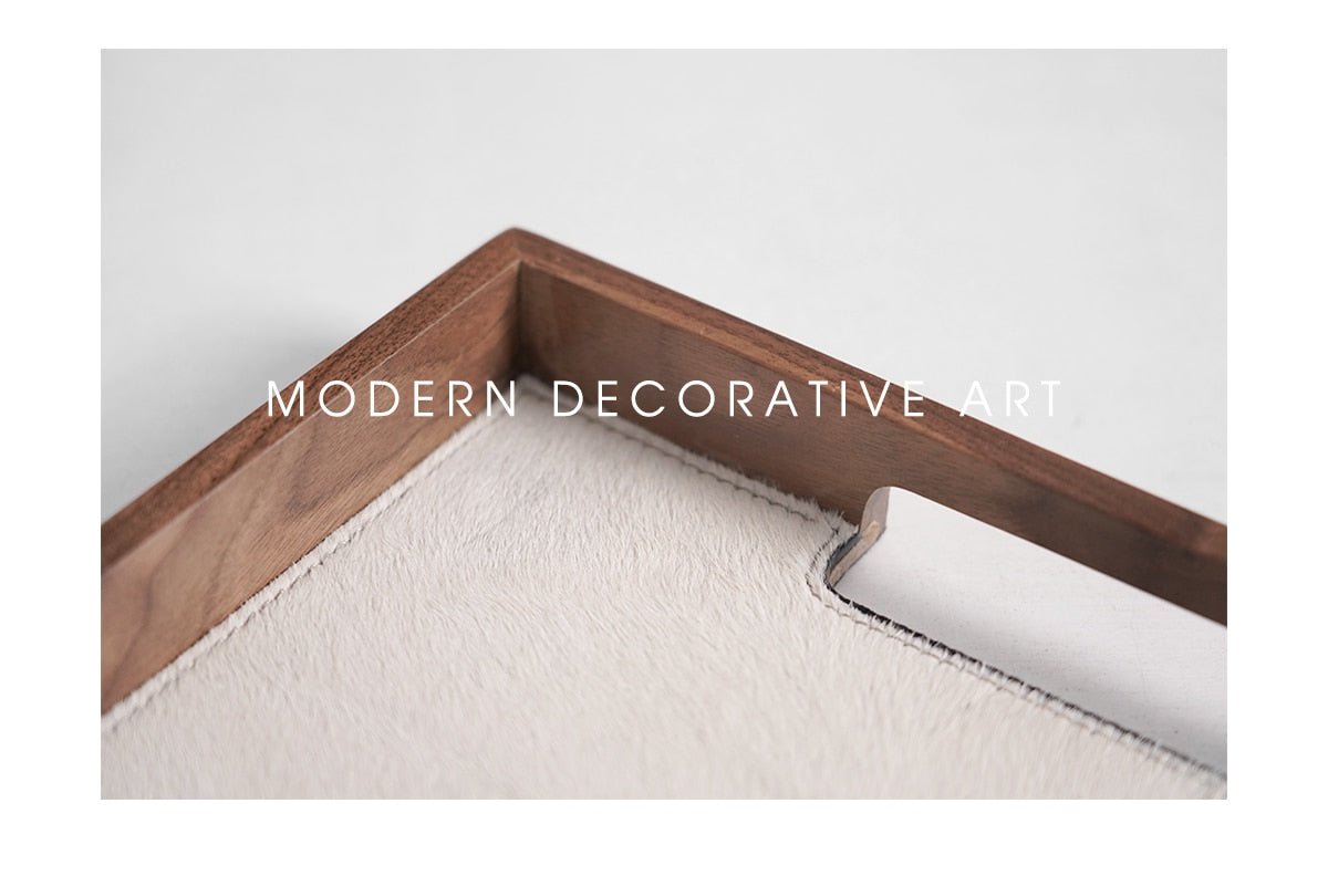Cow Hair Walnut Decorative Tray - DIVINE DESIGN