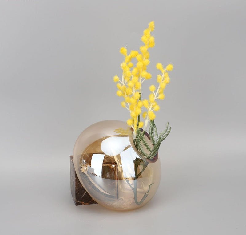 Crystal Glass Vase with Marble Base - DIVINE DESIGN