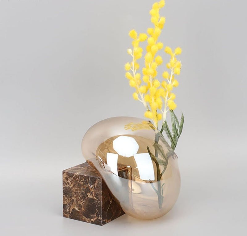 Crystal Glass Vase with Marble Base - DIVINE DESIGN