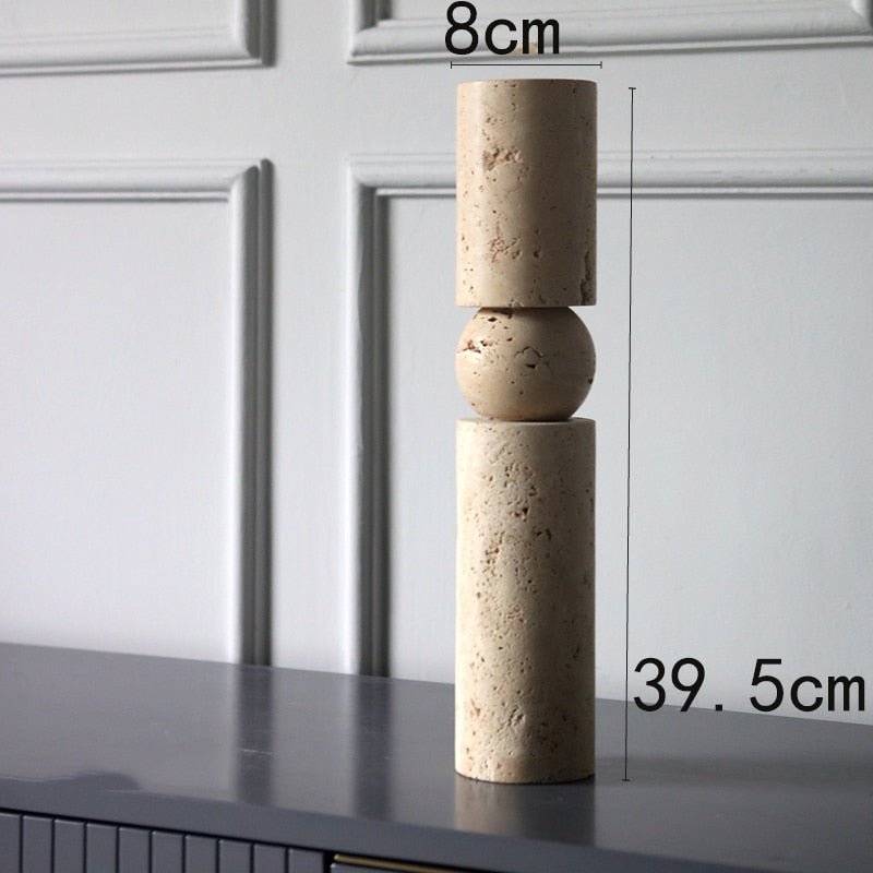 Natural Travertine Geometric Sculpture - DIVINE DESIGN