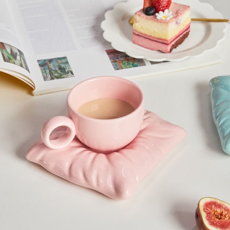 Poppy Ceramic Mug with Saucer - DIVINE DESIGN