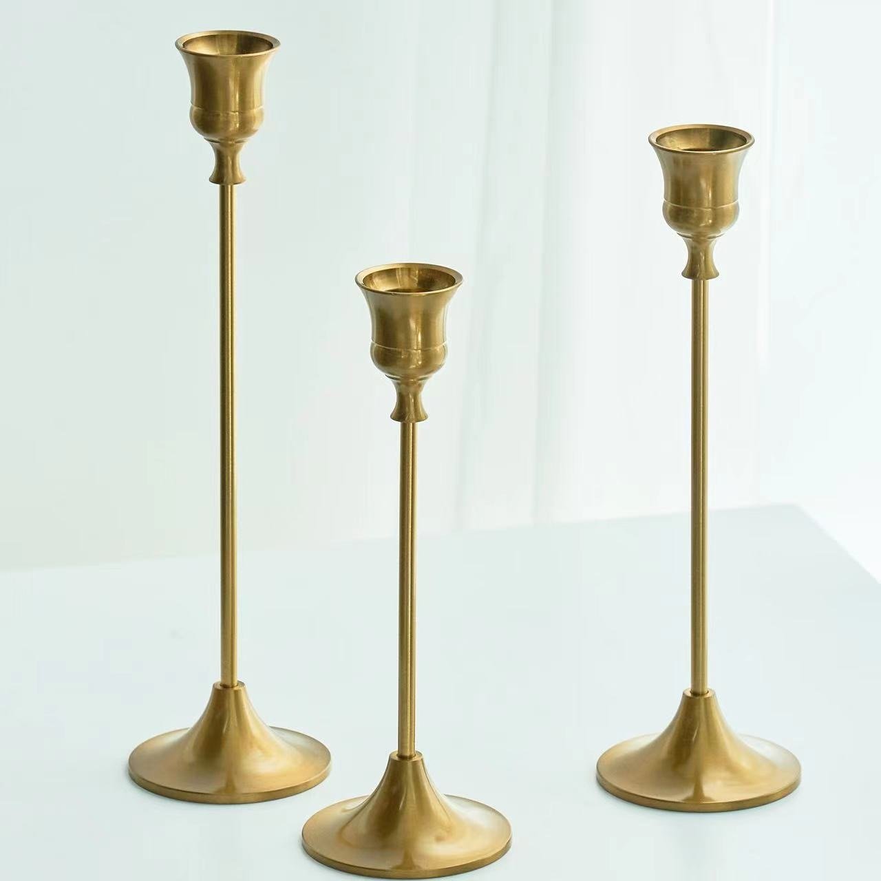 Portland Antique Brass Taper Candle Holders, Set of 3 - DIVINE DESIGN