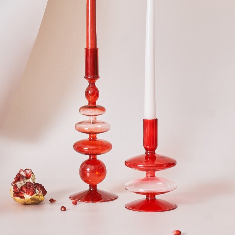 Rouge-Vert Glass Candle Holder & Flower Vases - DIVINE DESIGN