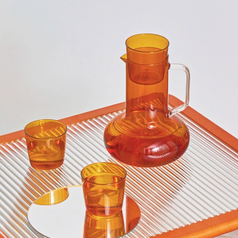 Sola Colored Glass Pitcher with Tumbler Lid - DIVINE DESIGN