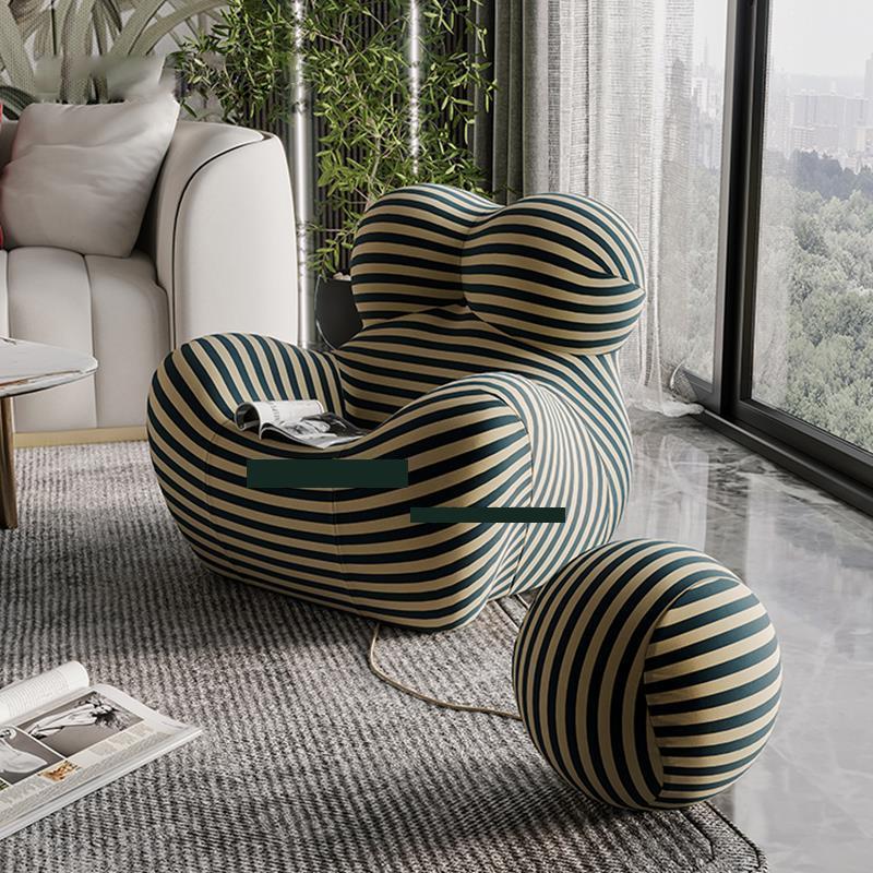 Upholstered Accent Chair with Matching Ottoman - DIVINE DESIGN