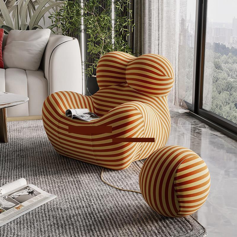 Upholstered Accent Chair with Matching Ottoman - DIVINE DESIGN