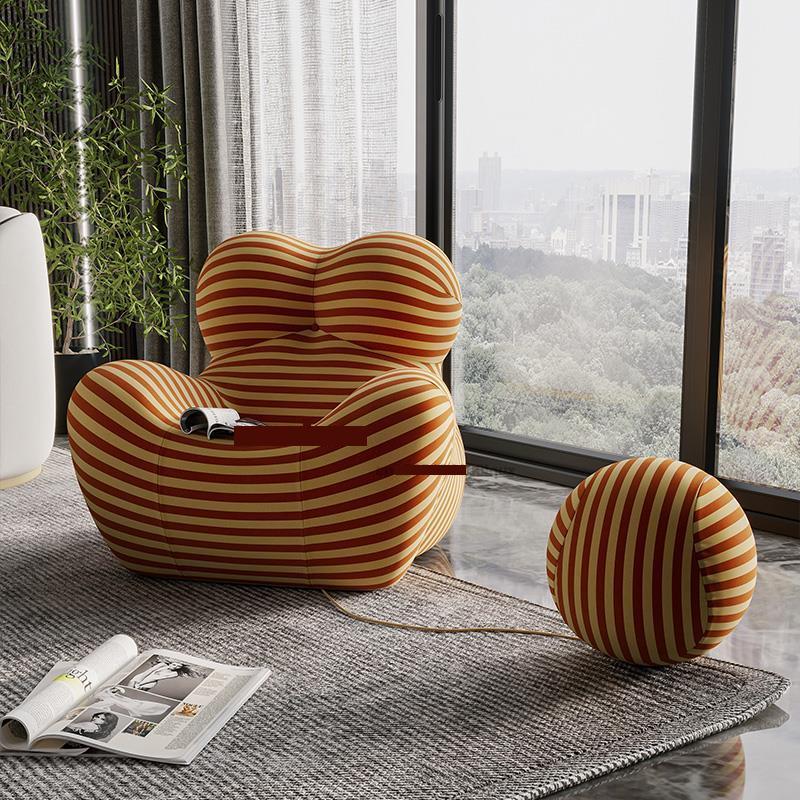 Upholstered Accent Chair with Matching Ottoman - DIVINE DESIGN