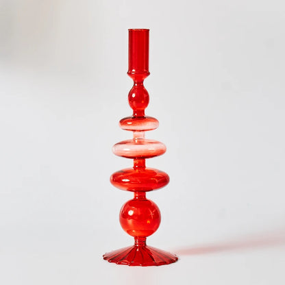 Lipstick Red Glass Decorative Candle Holder Vase