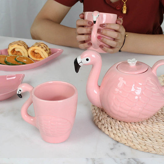 pink flamingo tea set