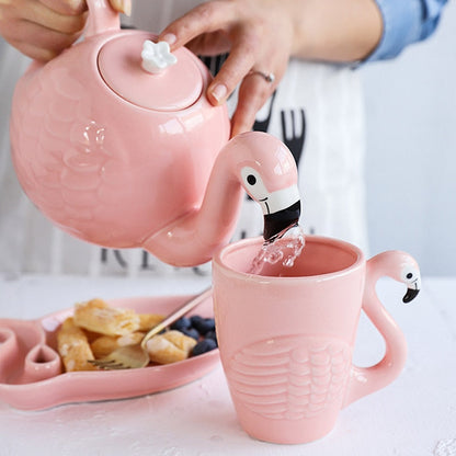 pink flamingo tea set