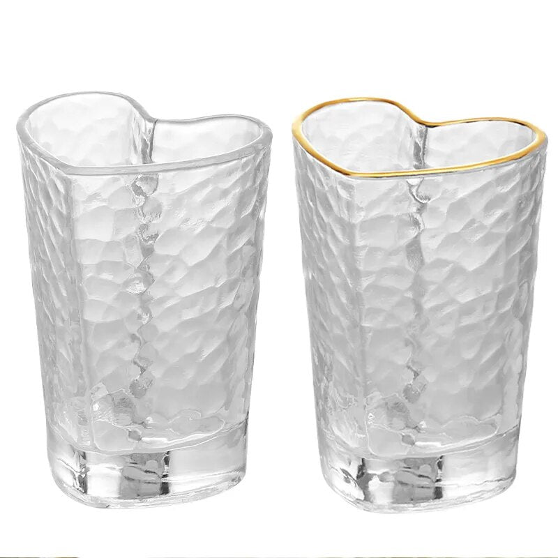 Glass Shape Hammered Gold Rim Tumbler