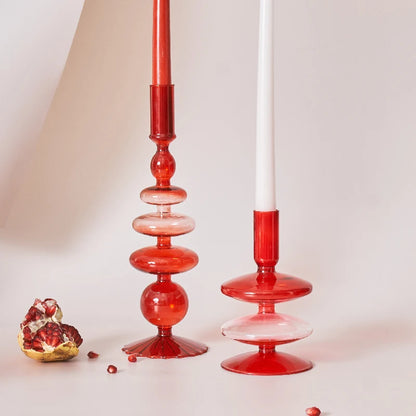 Lipstick Red Glass Decorative Candle Holder Vase