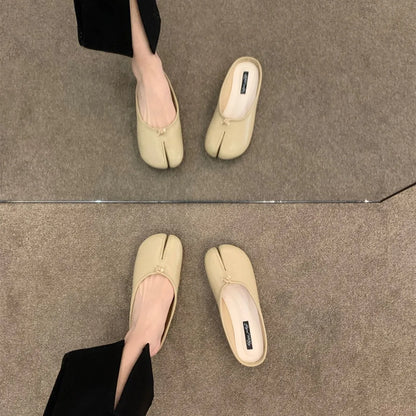 split toe vegan leather ballet flats