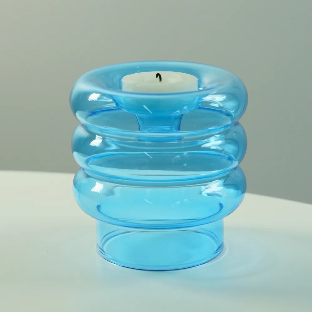 Ribbed Glass Decorative Candle Holders