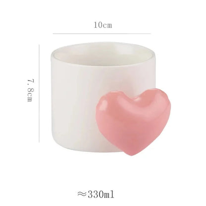 Heart Shape Handle Large Ceramic Mug