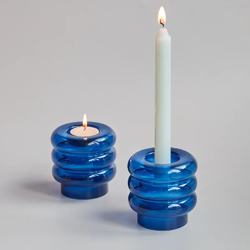 Ribbed Glass Decorative Candle Holders