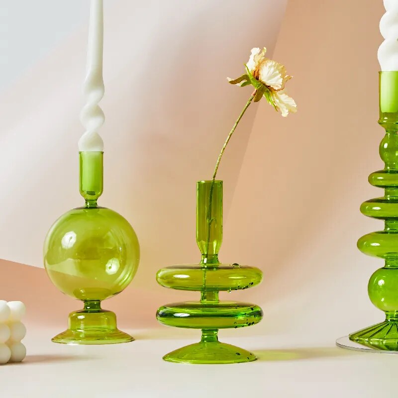 Green Decorative Candle Holder Vases