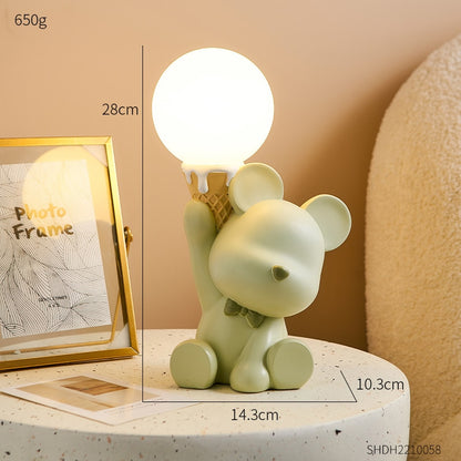 Ice Cream Holding Bear Shaped Table Lamp