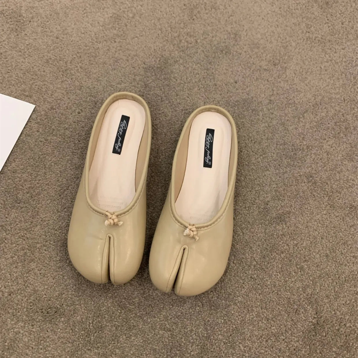 split toe vegan leather ballet flats