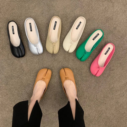 split toe vegan leather ballet flats