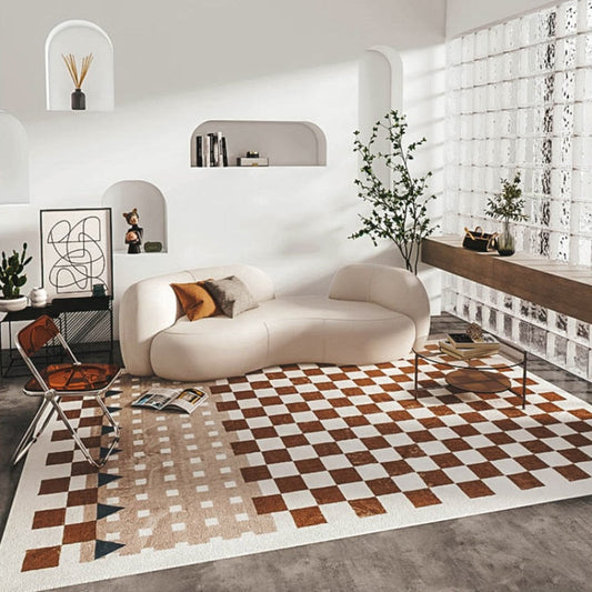 chocolate checker rug