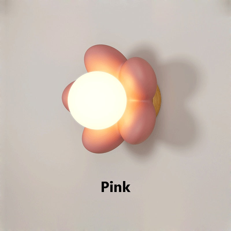 Pink White Flower Wall Sconce