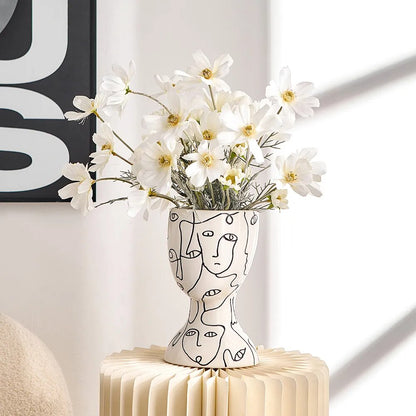 Ceramic Face Pattern Decorative Vase