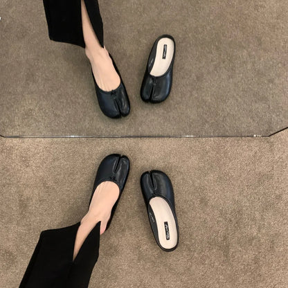 split toe vegan leather ballet flats