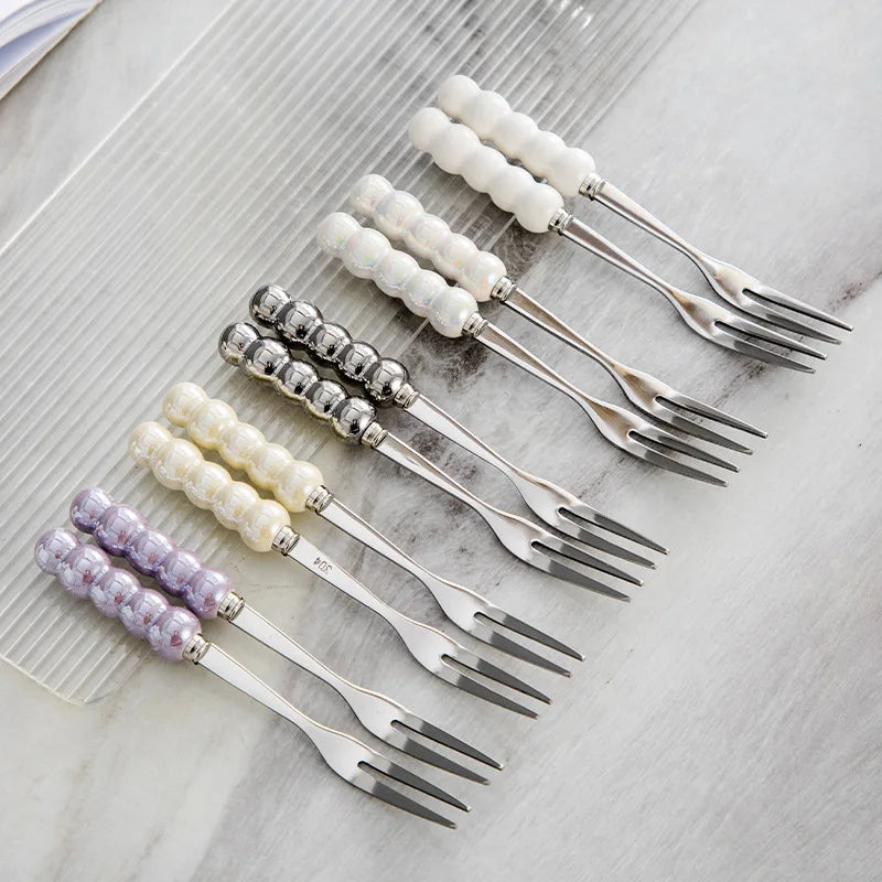 French Pearl Colored Cutlery Set