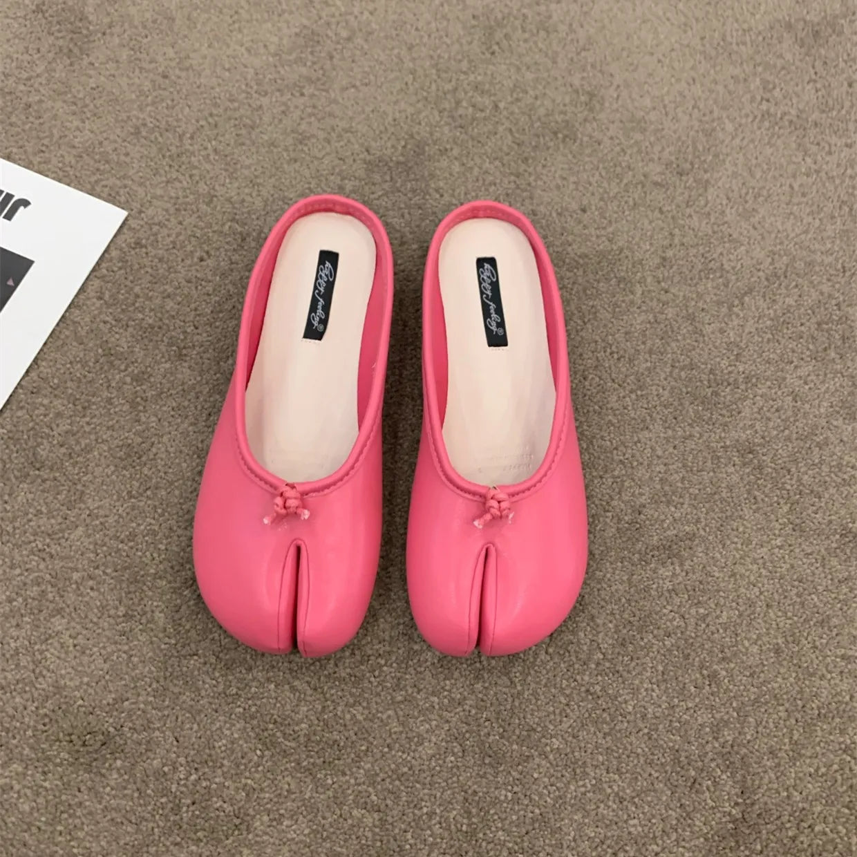 split toe vegan leather ballet flats