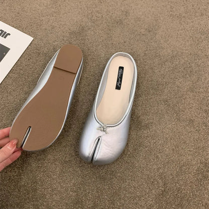 split toe vegan leather ballet flats